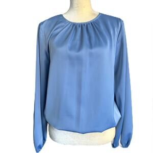 Worthington Womens Scoop Neck Short Sleeve Satin Blouse Size S